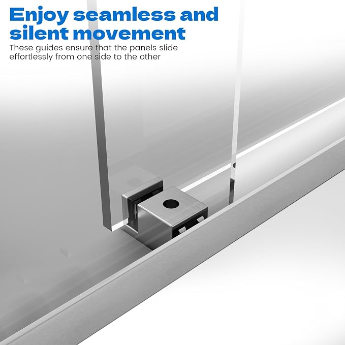 Bathtub Shower Door, 60″x 62″ Semi-Frameless Sliding Shower Door, Double - Image 4