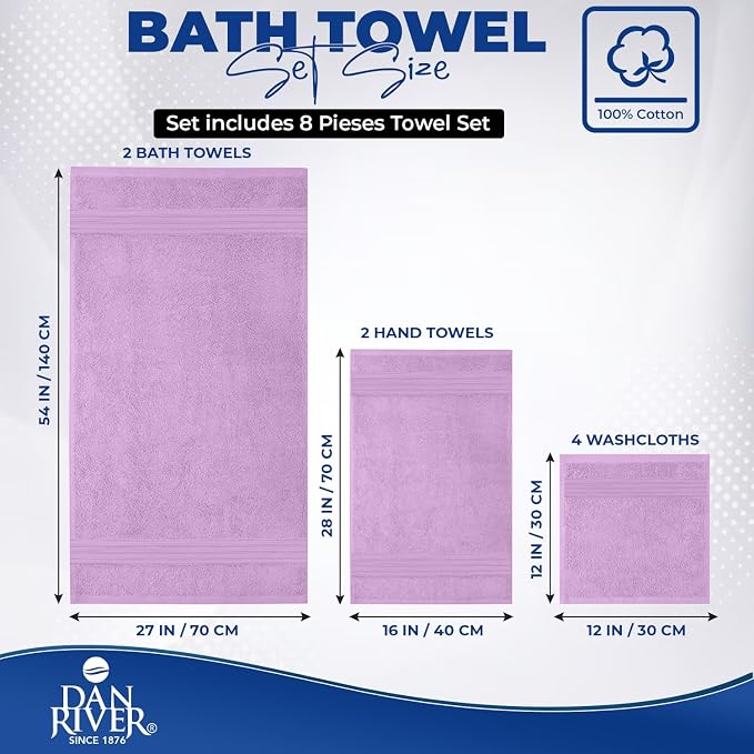 DAN RIVER 8 PC Luxury Bath Towels - Image 2