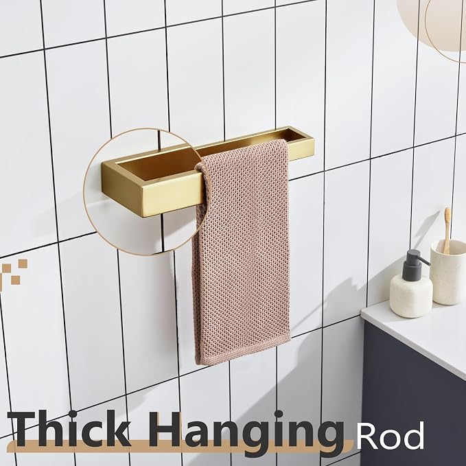 KOKOSIRI Towel Bar Brushed Gold Hand Towel Holder 12 Inch Kitchen Towel Hanger - Image 6