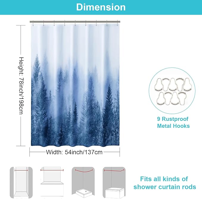 ORTIGIA 54x78 Misty Forest Stall Shower Curtain - Image 2