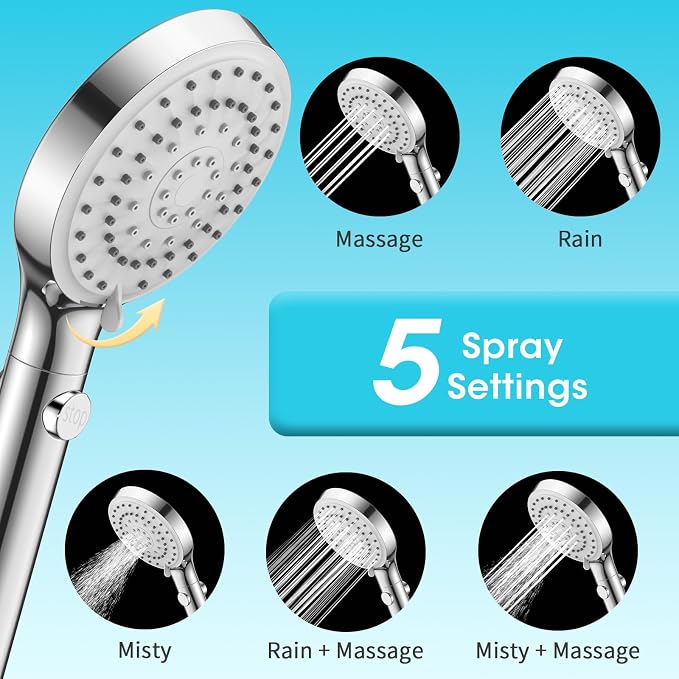 FASDUNT Shower Head with Handheld, Filtered Shower Head with 80" Extra Long Hose - Image 5