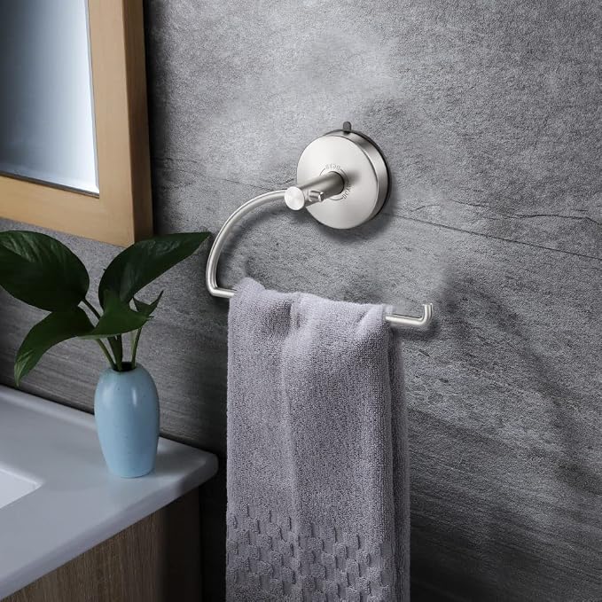 DGYB Suction Cup Hand Towel Ring Brushed Nickel Hand Towel Holder - Image 2