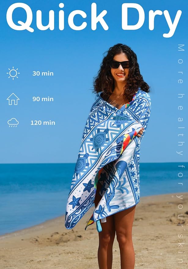 4 Pack Microfiber Lightweight Beach Towel Sand Free Quick Dry Absorbent Thin - Image 6