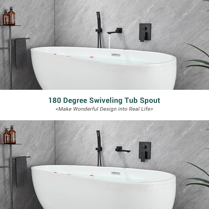 DASAN Swiveling Wall Mount Tub Filler Faucet Set - Image 4