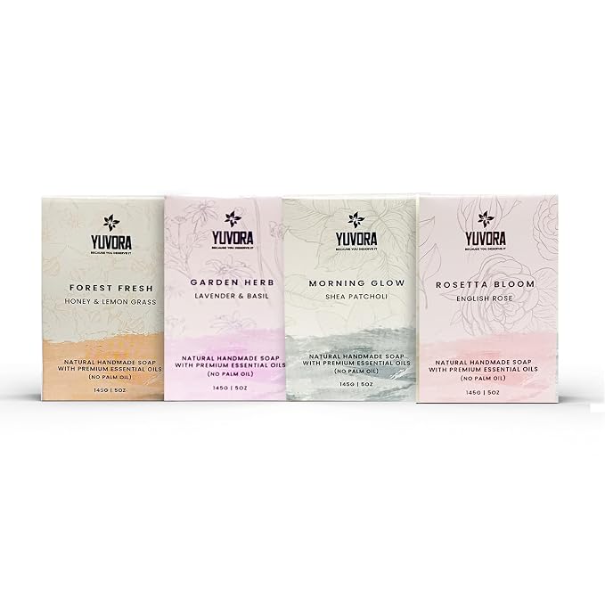 4 Pcs Women Natural Handmade Body Soaps 5 OZ Pack Floral Radiance Long lasting by Yuvora