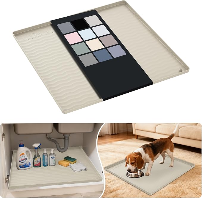 URMONA Waterproof Silicone Under Sink Mat 22'' x 22'' Shelf Liner by URMONA