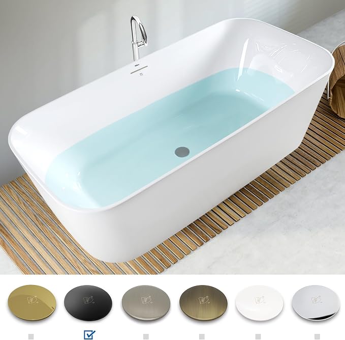 FerdY Maui 67" Acrylic Freestanding Bathtub, Contemporary Elegant Design - Image 4
