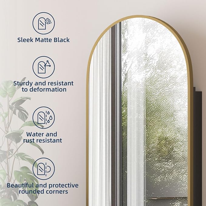 Medicine Cabinets for Bathroom, Brush Gold Arched Medicine Cabinet Recessed or - Image 4