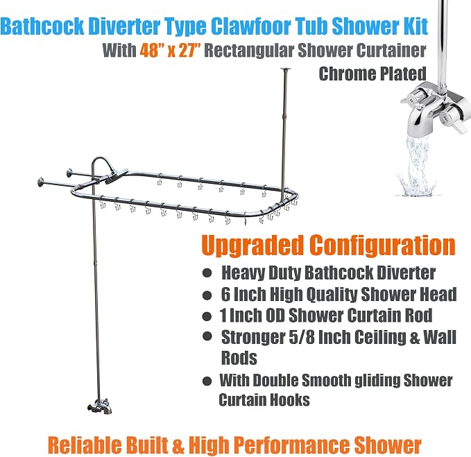 Clawfoot Tub Shower Kit, Add On Shower Units - Image 2