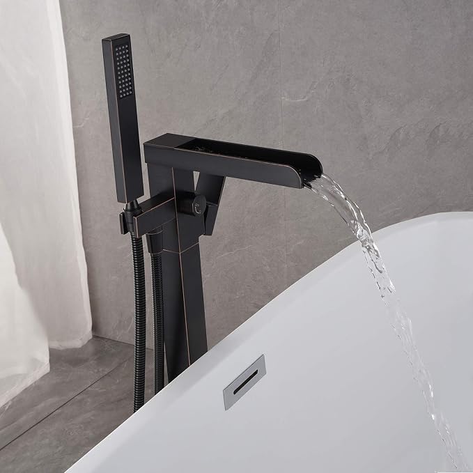 Freestanding Bathtub Faucet Tub Filler Waterfall Single Handle Oil Rubbed - Image 4