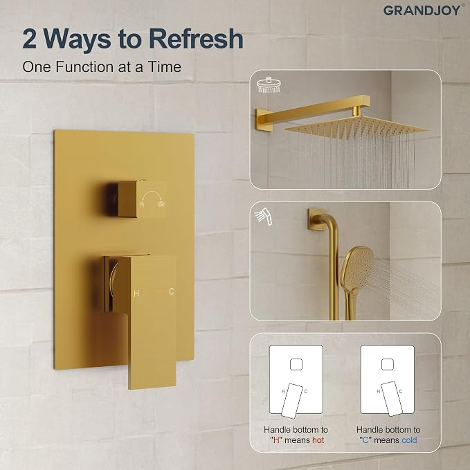 Brushed Gold 10 Inch Rainfall Shower System - Image 6