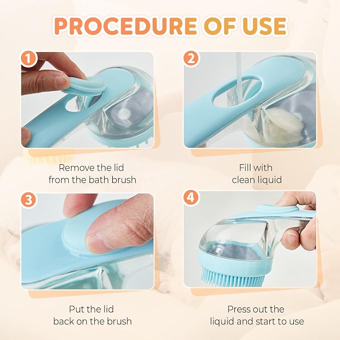 Pet Bath Brush with Shampoo Dispenser, Dog Bath Brush and Grooming Massage Brush - Image 4