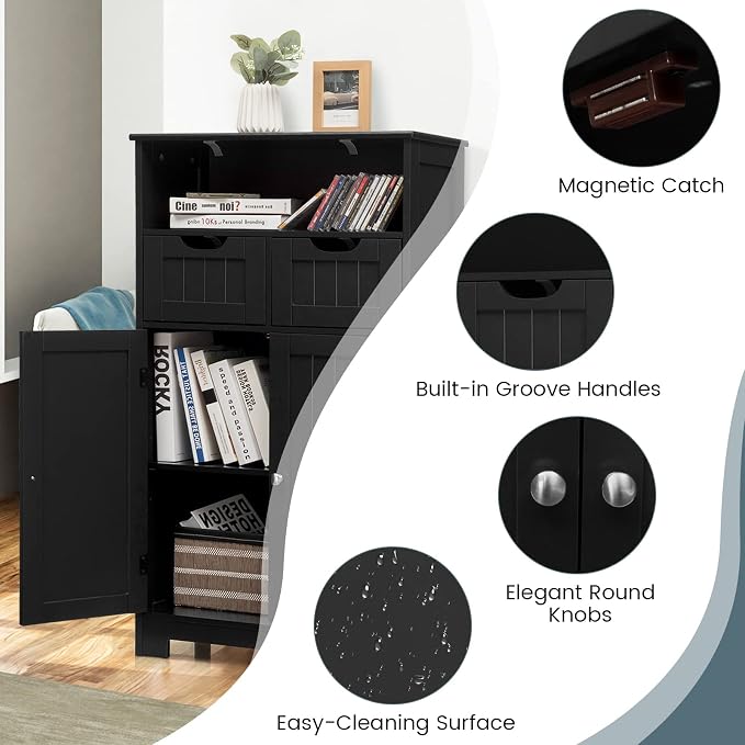 COSTWAY Bathroom Storage Cabinet, Freestanding Storage Organizer - Image 8