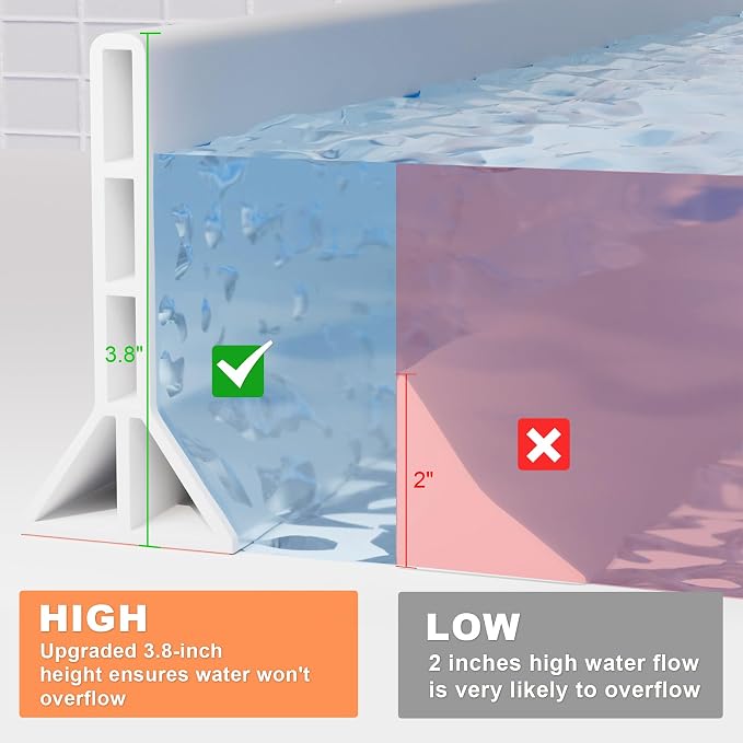 3.8'' High Shower Threshold Water Dam Collapsible Shower Water Splash Guard - Image 3