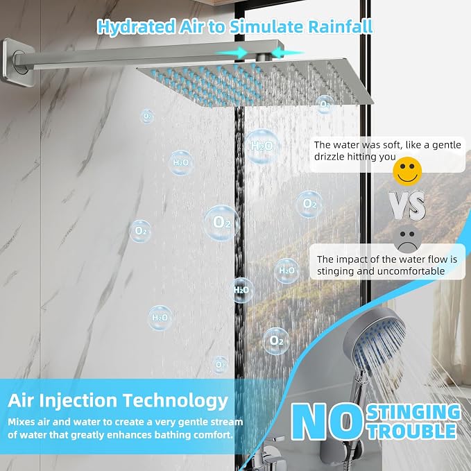 Bathroom Shower Faucet Set，10 Inch Rain Shower Head - Image 4