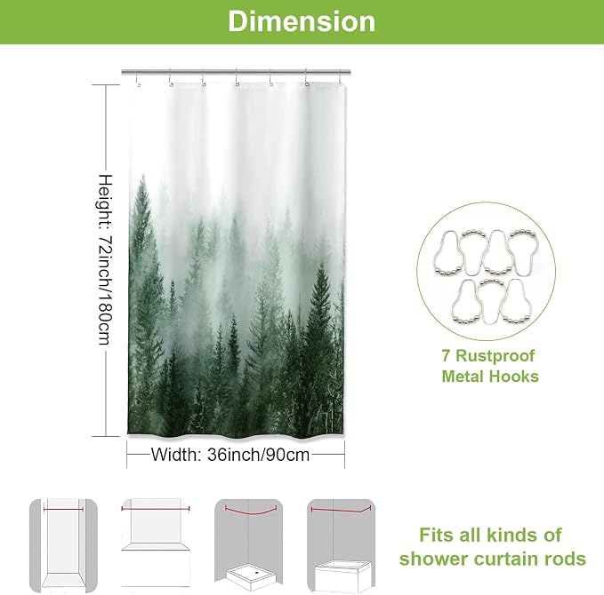 ORTIGIA Misty Forest Stall Shower Curtain - Image 2