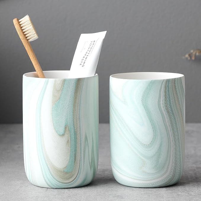 Green Marble Toothbrush Holders by BSDISP