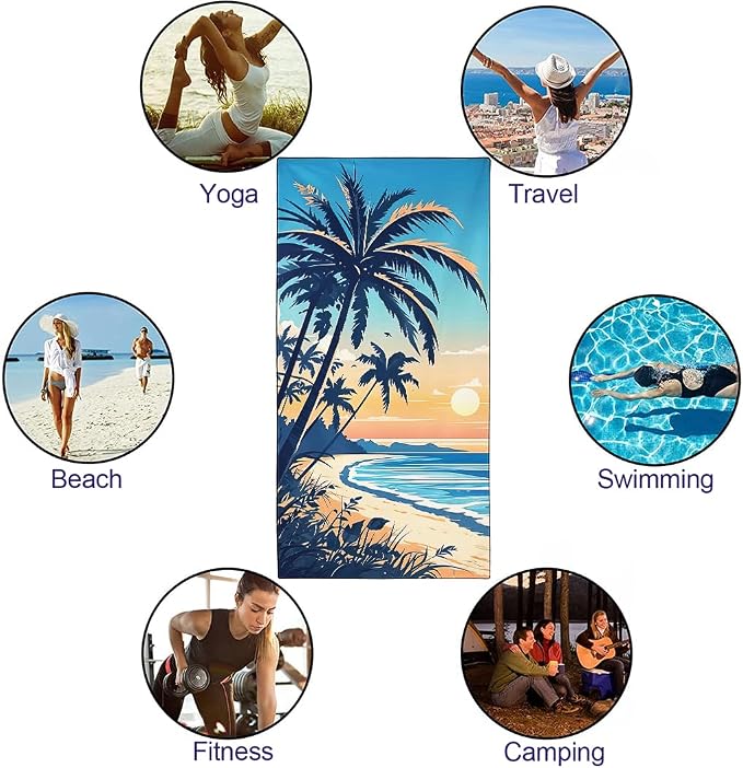 Quick-Dry Coconut Beach Towel 36"x72" Sand-Free Soft Microfiber - Image 4