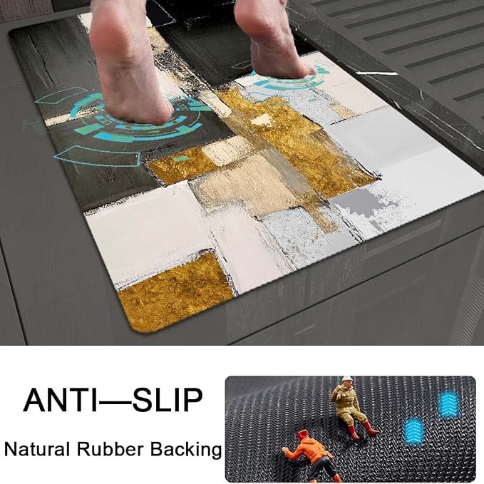 Bath Mat Rug, Abstract modern black gold Non Slip Quick Dry Super Absorbent - Image 5