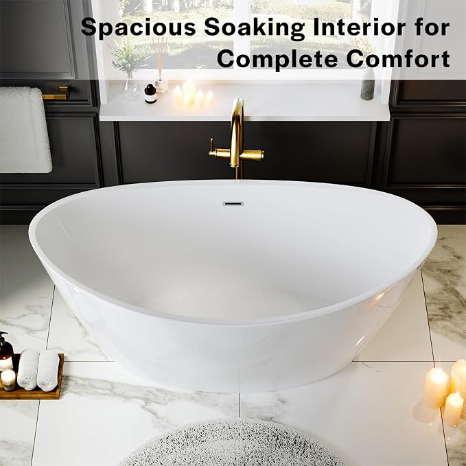Empava Freestanding Bathtub, Acrylic Soaking Tub - Image 6