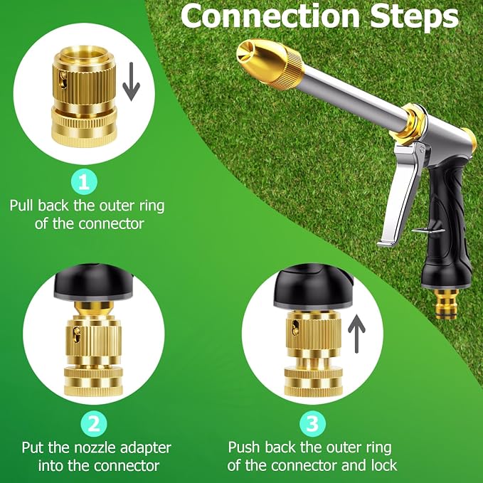 Upgraded Garden Hose Nozzle Sprayer, 100% Heavy Duty Metal Water Hose Nozzle - Image 6