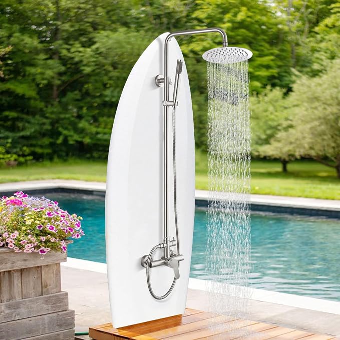 gotonovo Outdoor Shower Fixtures SUS304 Stainless Steel Rain Shower Kit Faucet - Image 2