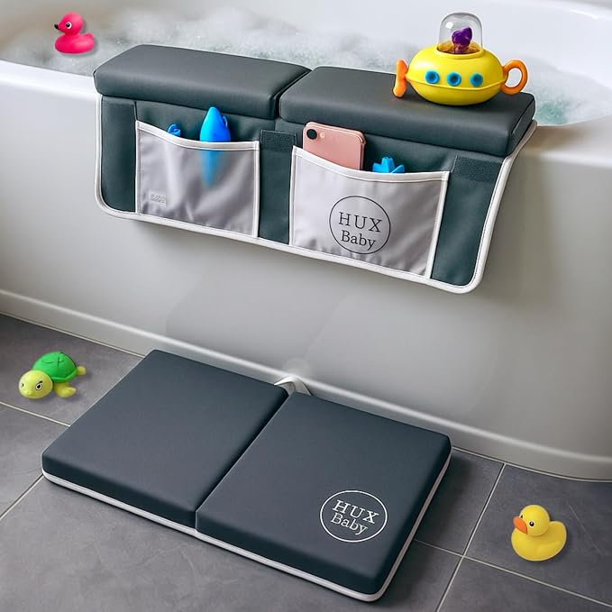 Comfortable Baby Bath Kneeler and Elbow Rest Pad Set, Non-Slip Bathtub Kneeling by HUX+Baby