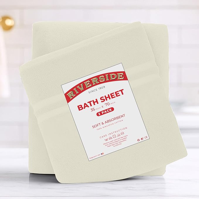 RIVERSIDE Pack of 2 Extra Large Bath Sheets 35 x 70 Inches - Image 7