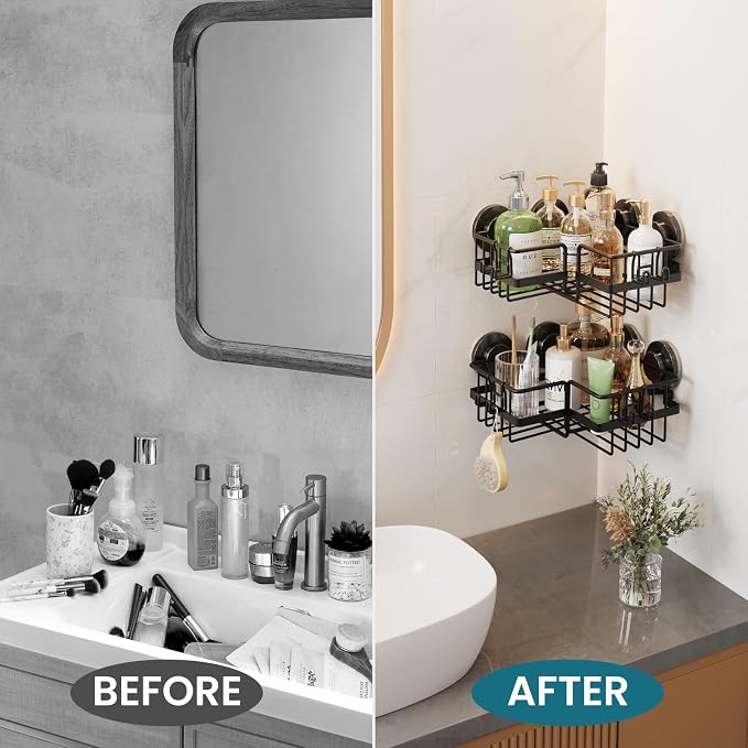 TAILI 2 Pack Corner-adaptive Suction Cup Shower Caddy, Stainless Steel - Image 8