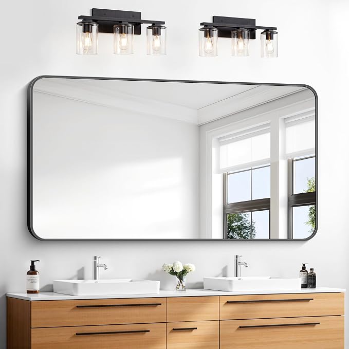30x55 inch Bathroom Mirror, Wall Mounted Bathroom Frame Vanity Mirror by BONEWEI