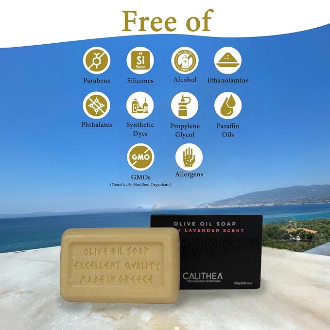 Calithea 3 Pack Soap Bars: Olive Oil Lavender Soap - Image 6