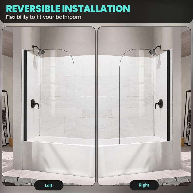 24" W x 62" H Frameless Bathtub Shower Door Bathtub Glass Panel Half Shower - Image 6