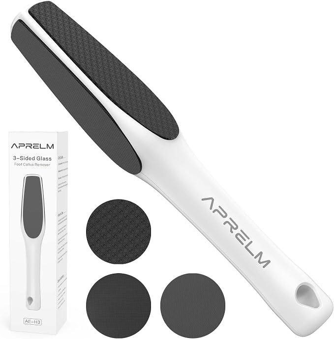 3-Sided Glass Foot Callus Remover, Professional 3-in-1 Foot File, Pedicure Tools by APRELM