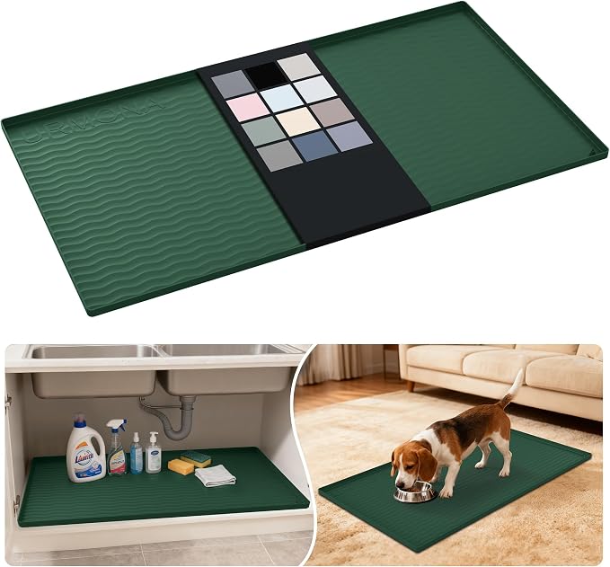 URMONA Waterproof Silicone Under Sink Mat 40'' x 22'' Shelf Liner by URMONA