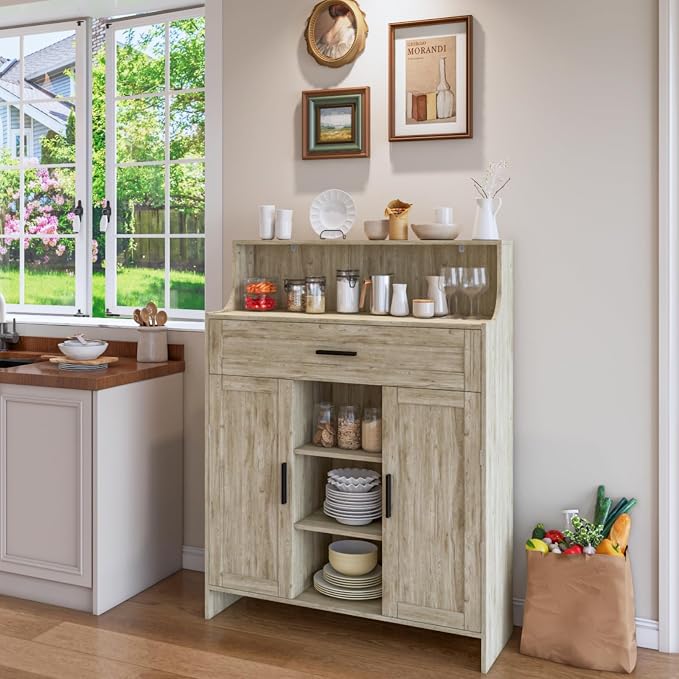 Storage Cabinet with Doors and Drawers, Kitchen Storage Cabinet with 1 Large - Image 6