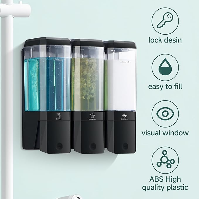 Shampoo and Conditioner Dispenser Wall Mounted No Drill, Shower Soap Dispenser - Image 3