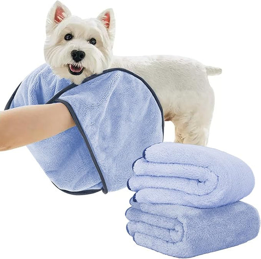 Dog Towels for Drying Dogs Small Medium Large, 2 Pack Dog Cat Drying Bath Towel by KUEIOX