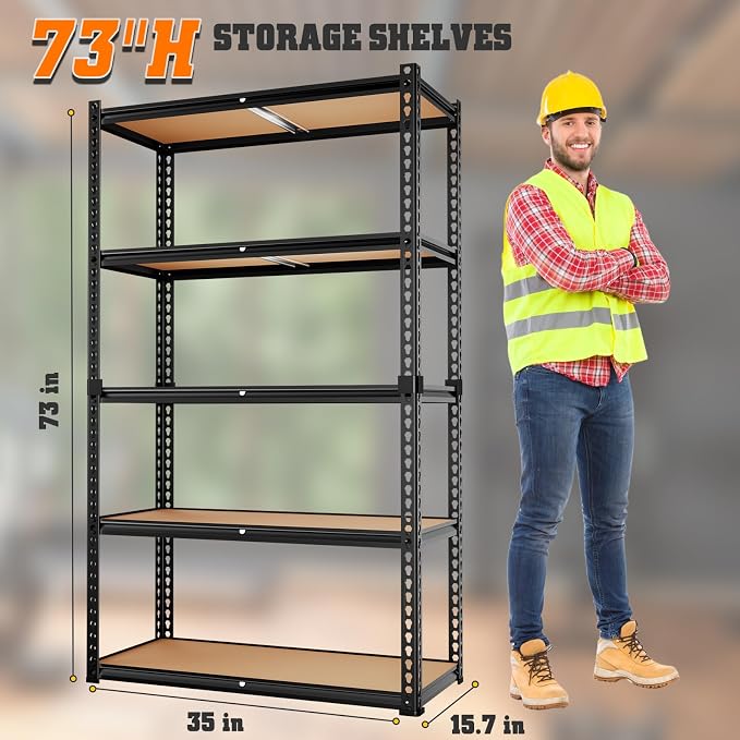 LEVELEVE 5-Tier Heavy Duty Storage Shelving Unit, 2000 lbs Capacity, Adjustable - Image 3