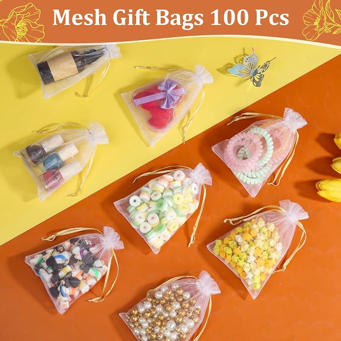 100PCS Premium White Organza Bags - Image 4