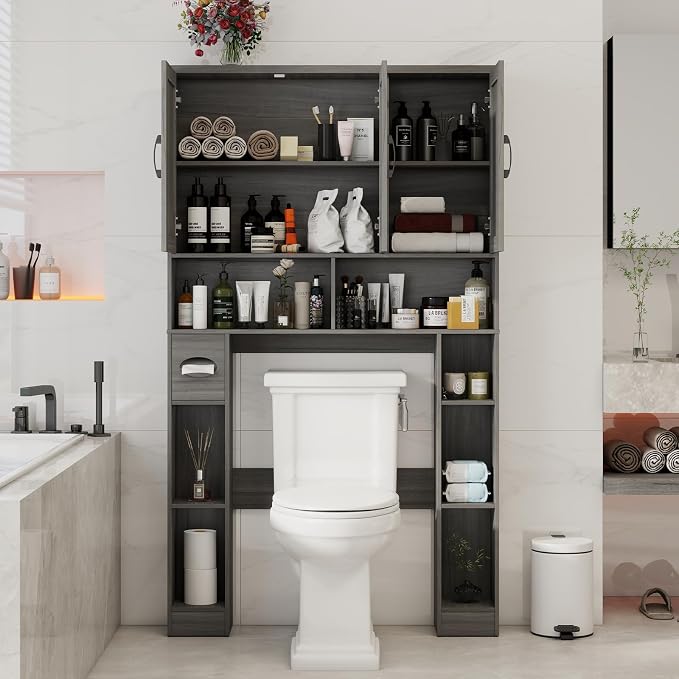 Over The Toilet Storage Cabinet, Farmhouse Toilet Cabinet Rack - Image 4
