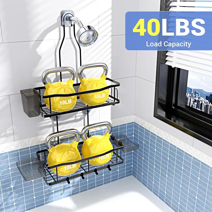 Hanging Shower Caddy Bathroom Organizer: Rustproof Shower Shelf Racks Over - Image 4