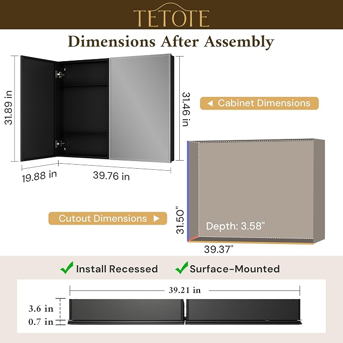 TETOTE 40 x 32 Bathroom Mirror - Image 2