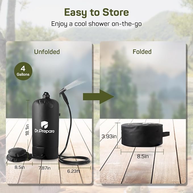 DR.PREPARE Portable Shower for Camping, 4/5 Gallons Camping Shower Bag - Image 5