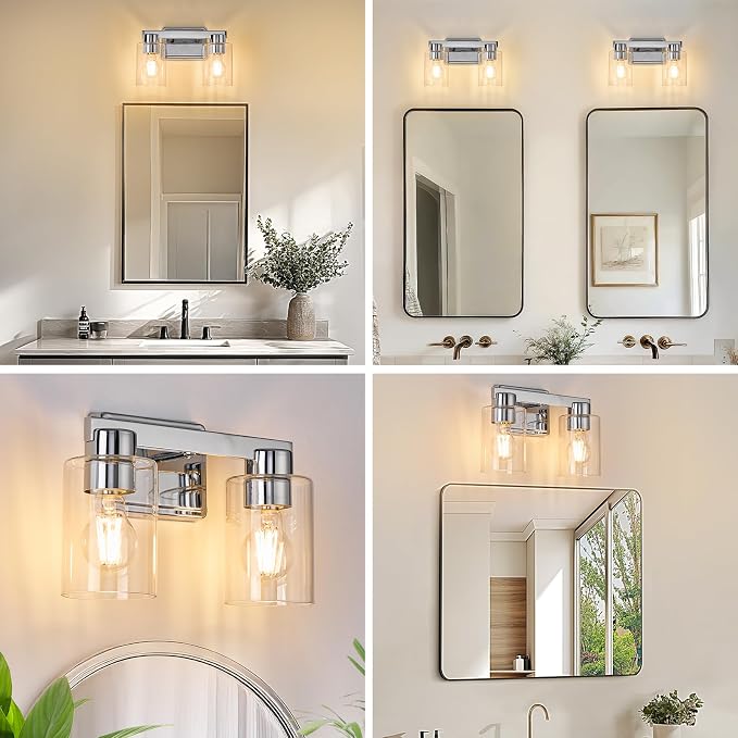2-Light Bathroom Light Fixtures Modern Chrome Vanity Lights - Image 8
