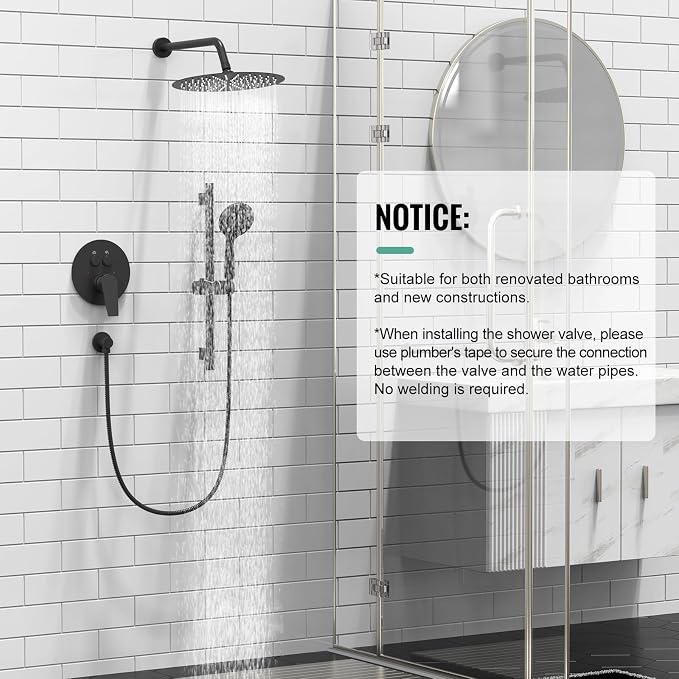 SR SUN RISE Matte Black Shower Faucet Set - Image 6