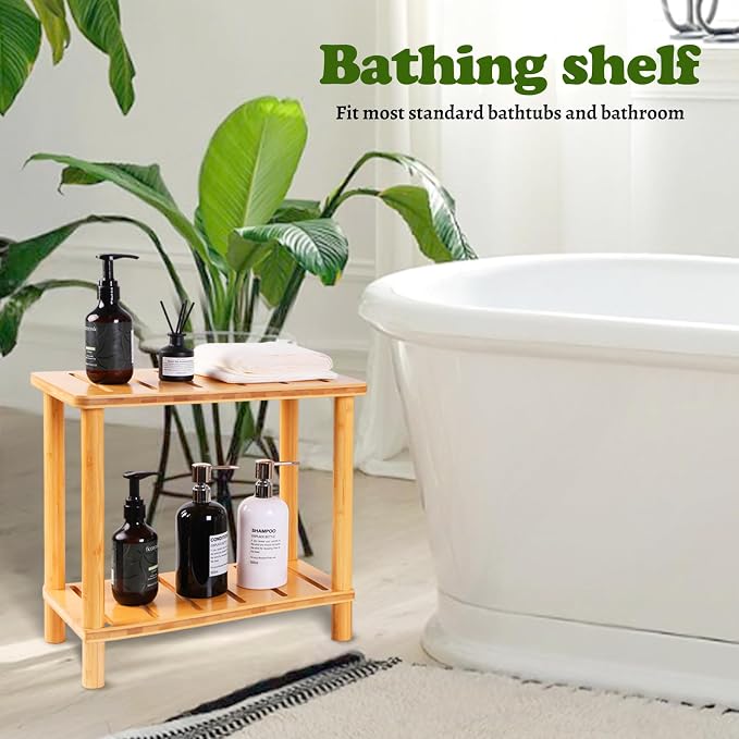 Bamboo Shower Bench Stool, Shower Stool - Image 4