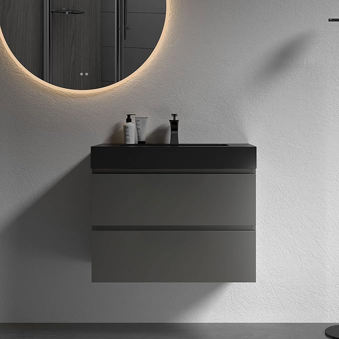Alice 30 Inch Vanity with Sink, Large Storage Wall Mounted Floating Vanity by BLUHOUZZ