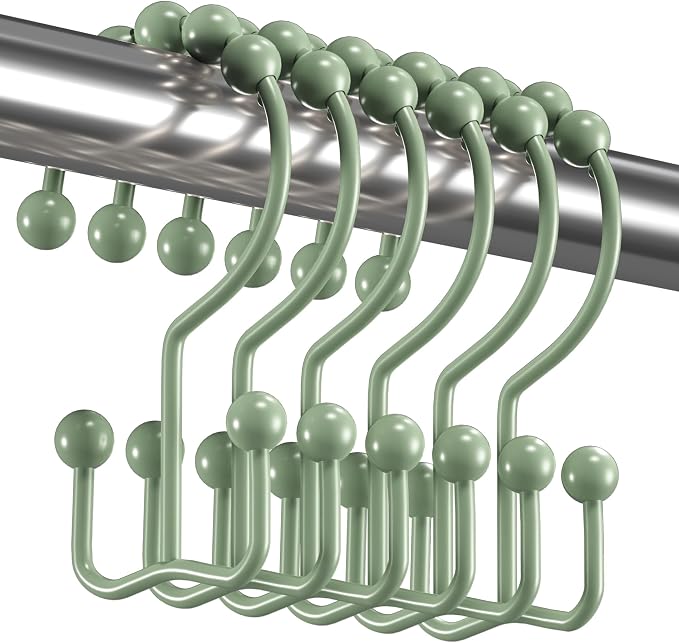 Titanker Shower Curtain Hooks Rings, Rust-Resistant Metal Double Glide Shower by Titanker