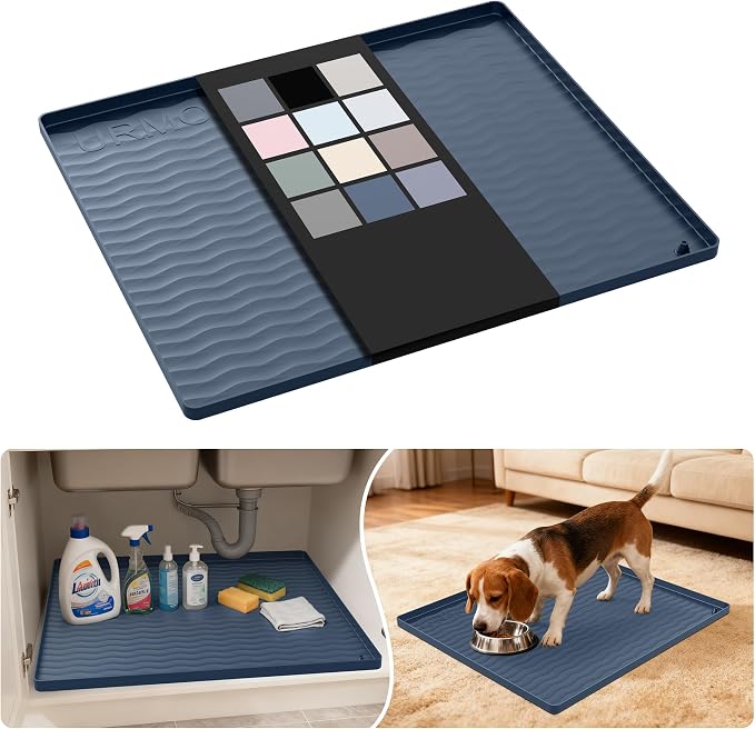 URMONA Waterproof Silicone Under Sink Mat 22'' x 19'' Shelf Liner by URMONA