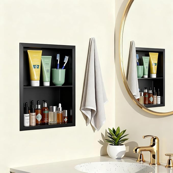 Stainless Steel Recessed Medicine Cabinet Bathroom Medicine Wall Niche Shower - Image 2